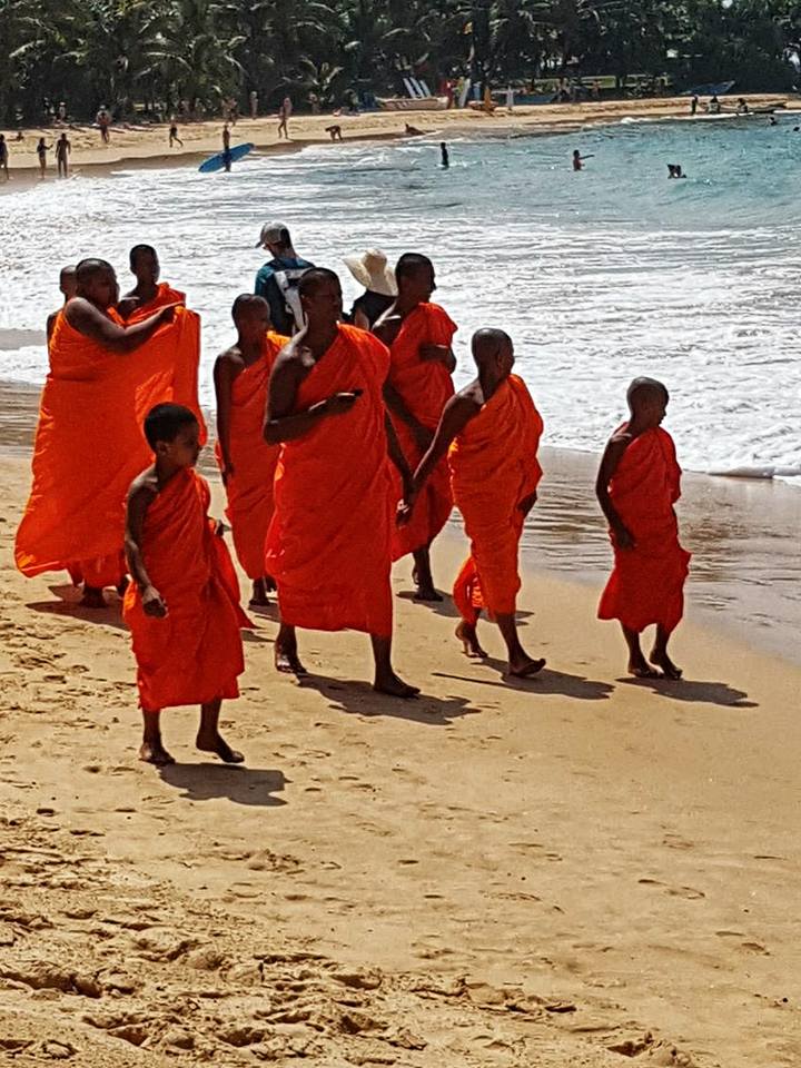 Monks on the Beach in Sri Lanka