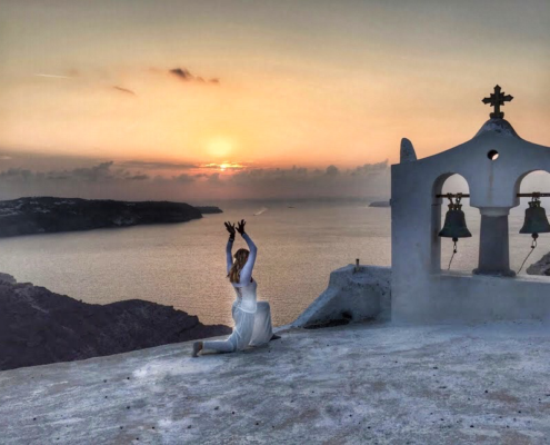 Spiritual Travels Santorini Sunset Warrior